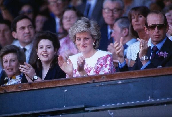 Princesss Diana Princess of Wales applauding at the mens tennis final at Wimbledon with