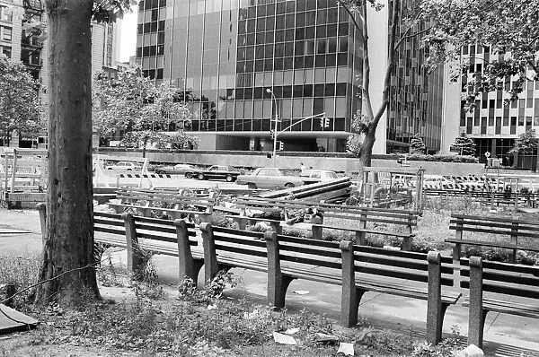 Public benches, Office District, New York, USA, June 1984