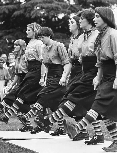 Putting on the style, with their best feet forward are women clog dancers demonstrating