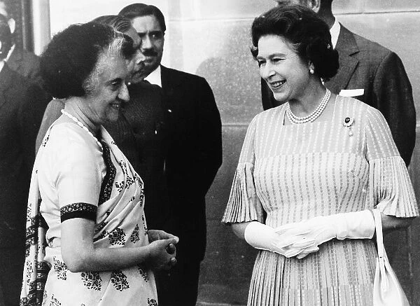 Queen Elizabeth II with Indira Gandhi during the Royal Tour of India November 1983