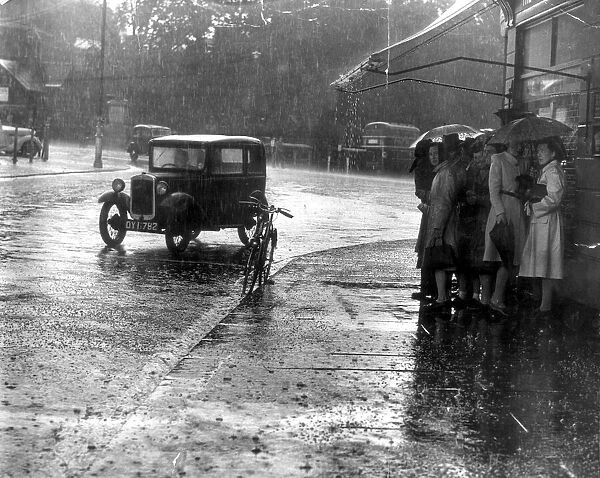 Rainy day at the Centre, Bristol, from Baldwin Street, Circa 1947