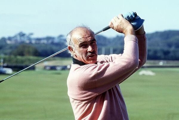 Sean Connery playing golf at St. Andrews golf course, August 1996