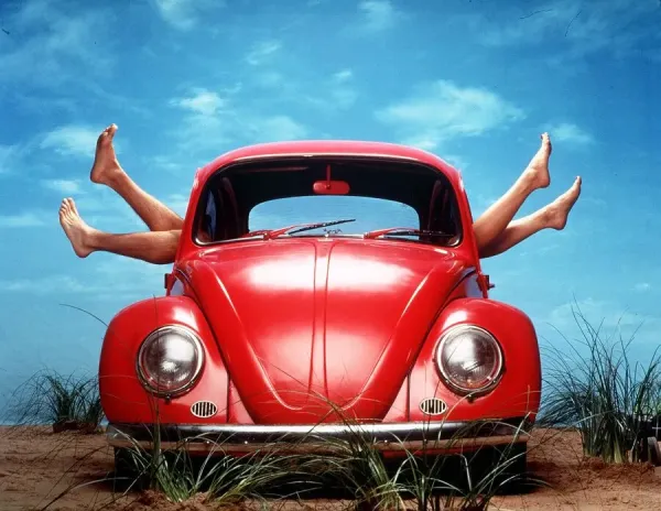 Sex Outdoors in a Volkswagen beetle car