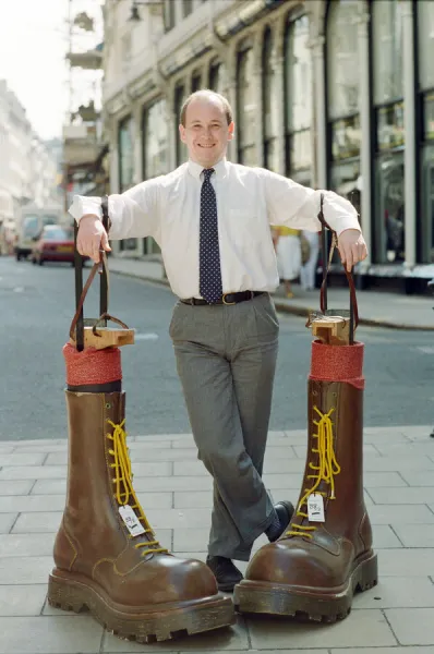 Sothebys auction of Elton John items. Eltons famous Doc Martin boots were