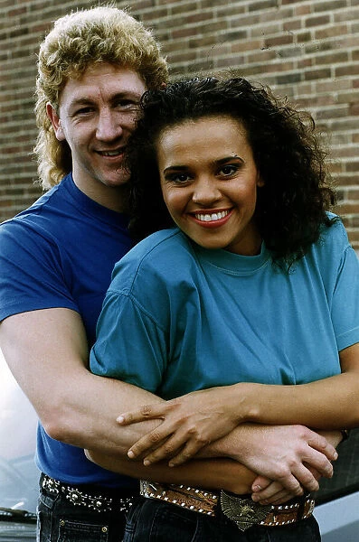 Steve Logan and Sandy Young alias Phoenix from the television programme Gladiators