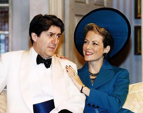 Tom Conti actor with actress Jenny Seagrove at the Globe Theatre in the play Present