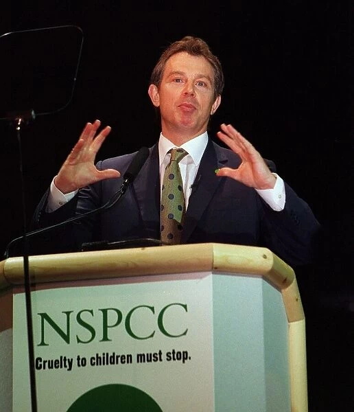 Tony Blair MP Prime Minister helps launch NSPCC Campaign against Cruelty To Children