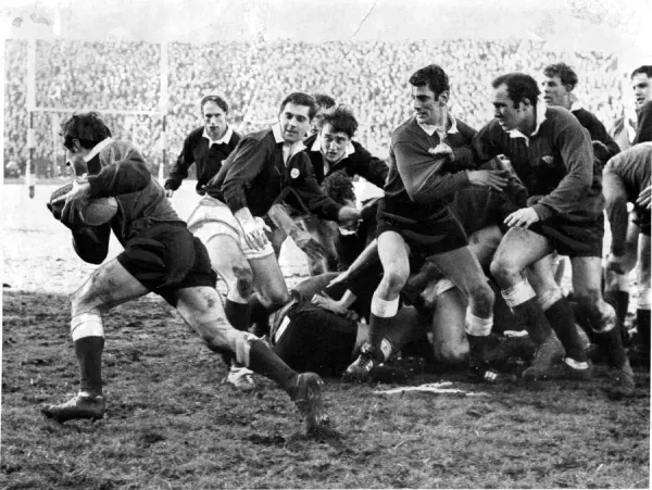 Welsh scrum half Gareth Edwards, holding a rugby ball, 1974. News Photo