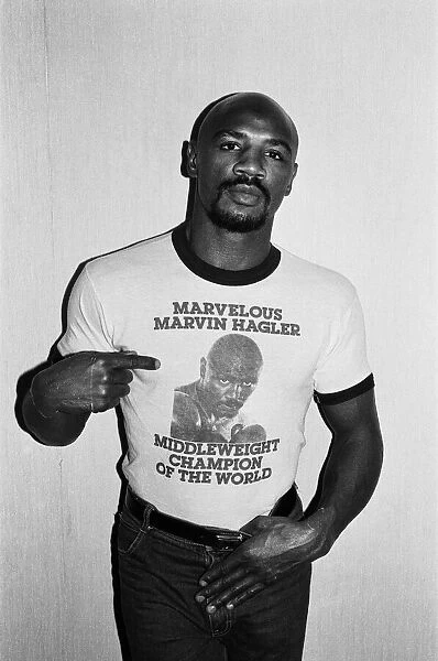 WBC and WBA world champion Marvin Hagler relaxing ahead of his sixth defence against