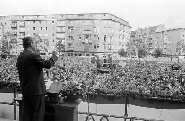 West Berlin protest meeting about border closure. 17th August 1961