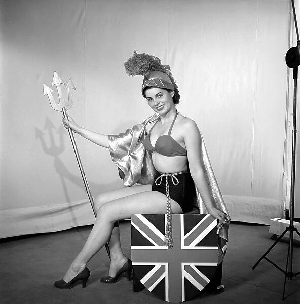 Woman dressed as Britannia. 1959