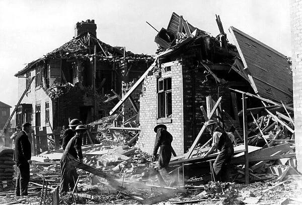 World War Two - Second World War - Severely damaged houses in High Heaton, Newcastle