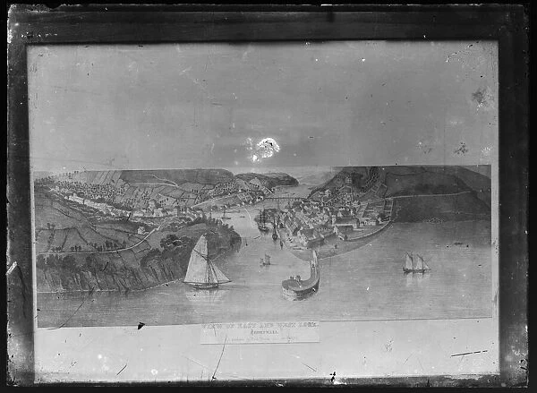 East & West Looe from sea, sketch published 1827