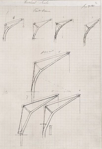Isambard Kingdom Brunel sketch: port cranes at Paddington Station, 1851