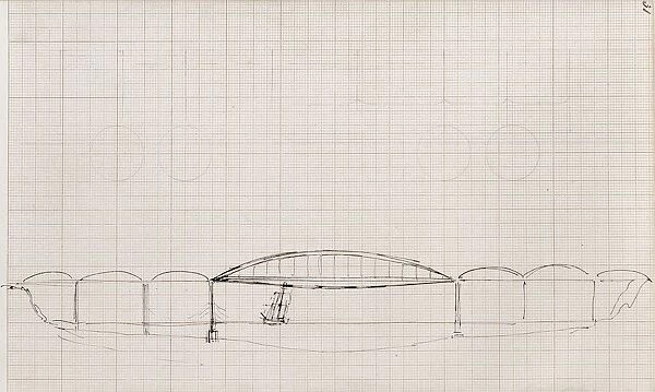 Isambard Kingdom Brunel sketch: railway carriage and Saltash Bridge, c1849-1852