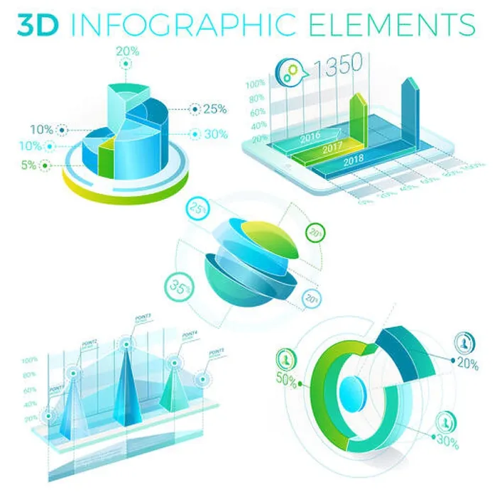 Framed Print : 3D Infographic Elements Print Framed Print : 3D Infographic Elements Print