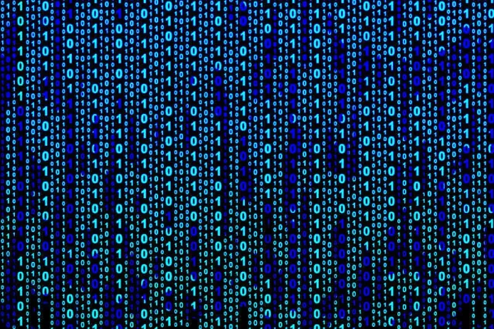 Framed Print : Binary Code Print on Black Background