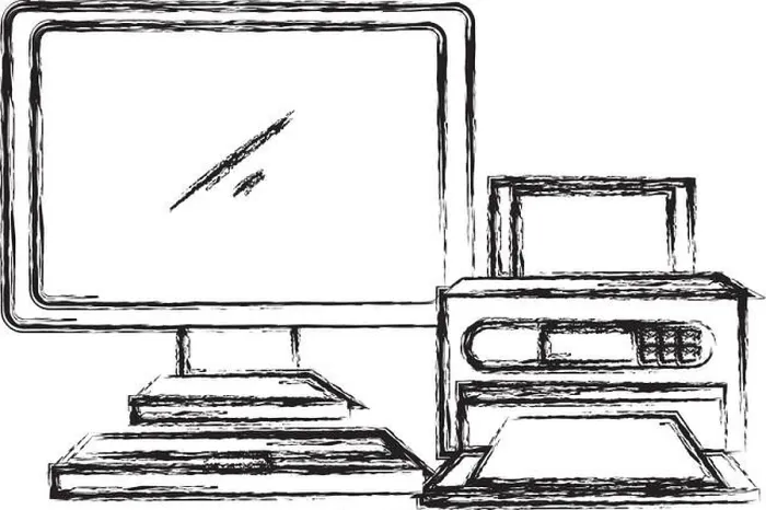 Framed Print : Computer Desktop with Printer Print Layout