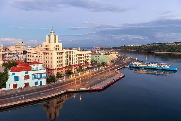 Havana, Cuba downtown skyline from the port at dawn