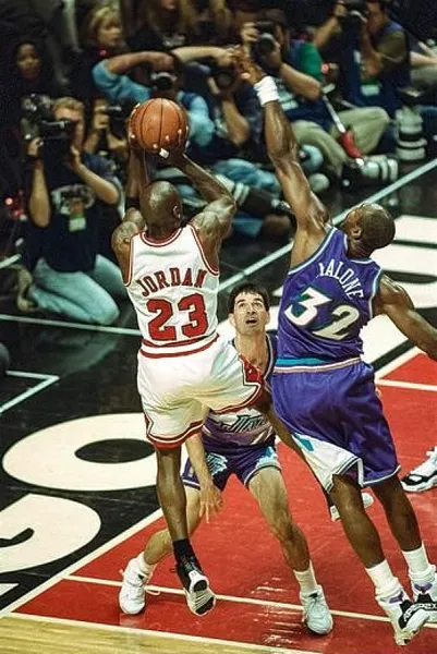 Michael Jordan competing against Karl Art Prints, Posters