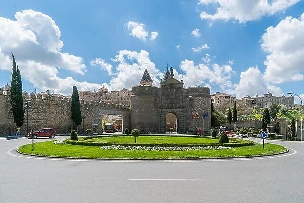 Puerta de Bisagra or Alfonso VI Gate in city of Toledo, Spain