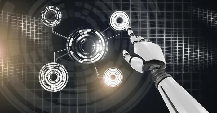 Framed Print : Robotic Hand Print with Glowing Interface Technology Framed Print : Robotic Hand Print with Glowing Interface Technology