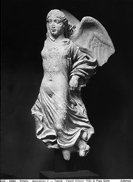 Acroterion shaped like Winged Victory, from a temple of the ancient Falerii Veteres, preserved in the Etruscan Museum of Villa Giulia, Rome