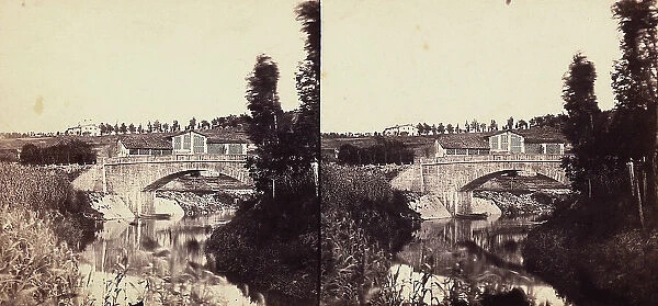 Bridge over the Sieve river. Stereoscopic photograph