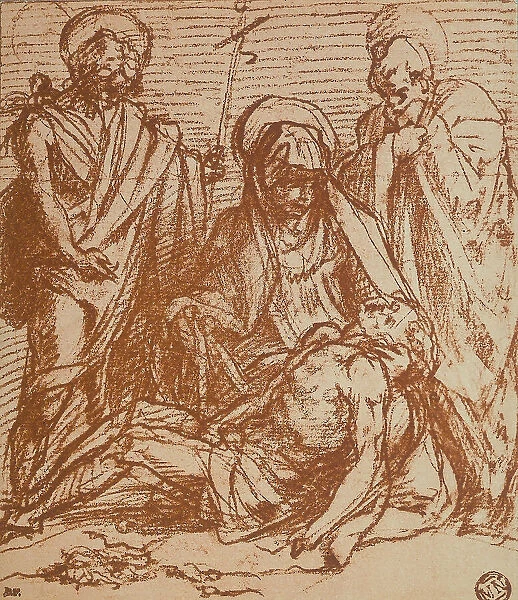 Dead Christ in the Virgin's arms (Pieta'); drawing by Andrea del Sarto. The Louvre, Paris