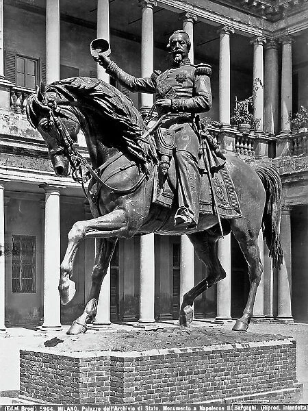 Equestrian monument to Napoleon III by Francesco Barzaghi. The work, formerly preserved at the Palace of the State Archive, is currently at the Parco Sempione in Milan