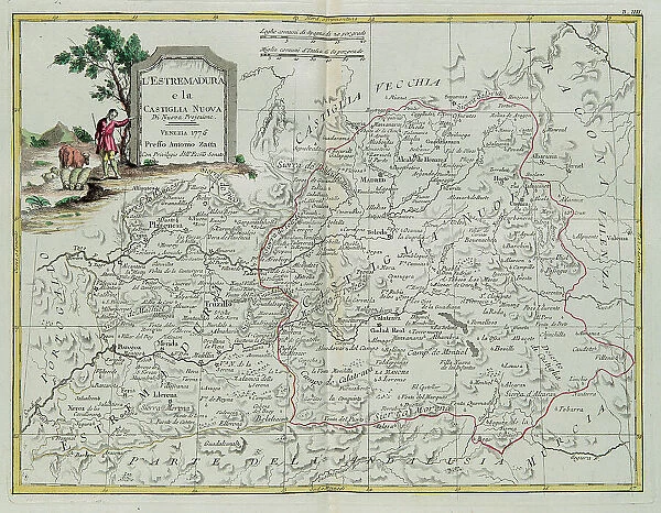 Extremadura and Castilla la Nueva, engraving by G. Zuliani taken from Tome I of the 'Newest Atlas' published in Venice in 1776 by Antonio Zatta, Private Collection