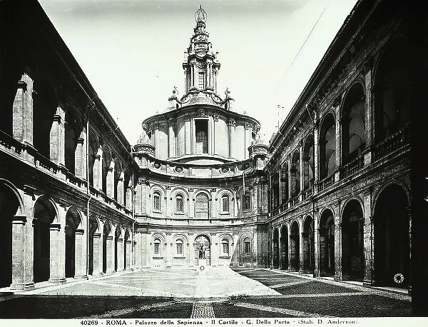 Faade and courtyard of the church of Sant'Ivo alla Sapienza, Rome