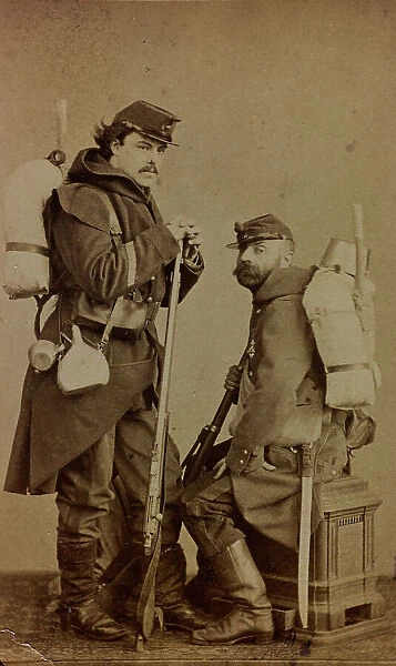 The French painters Gustave Boulanger and Thophile Poilpot in uniform; carte de visite