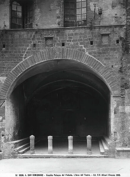 The large entrance vault (or Loggia) to Palazzo del Podest, in San Gimignano