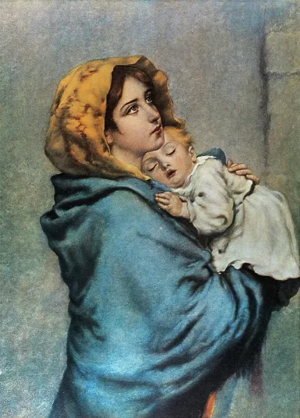 Framed Print of Madonna and Child; work of Roberto Ferruzzi