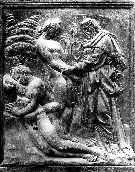 Panel with the Creation of Eve by Jacopo della Quercia, sculpted for the main portal of the Church of San Petronio, Bologna