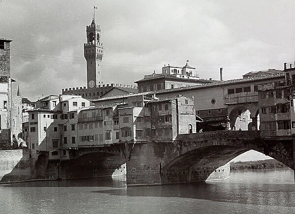 Ponte Vecchio and the belltower of Palazzo Vecchio, Florence