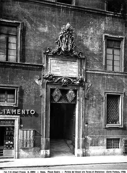 The portal of the building formerly known as the Clementine Granaries, Rome, built on the order of Pope Clement XI, by Carlo Fontana