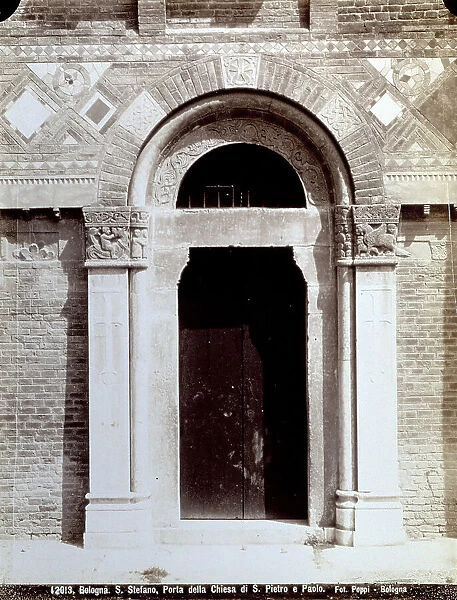 Detail of the Portal of the Church of San Pietro e Paolo, now known as Santi Vitale e Agricola, in the basilica complex of Santo Stefano in Bologna