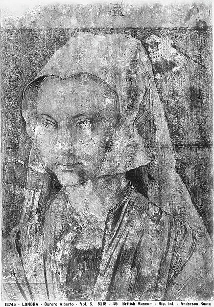 Portrait of a young woman, drawing by Albrecht Durer, in the British Museum in London