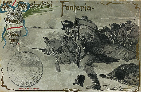Postcard commemorating the 40 Regiment Infantry Brigade Bologna