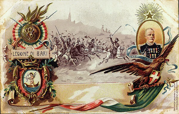 Postcard commemorating the Royal Carabineers Legion of Bari
