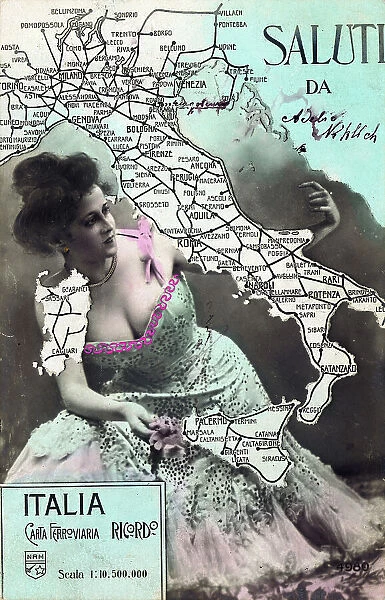 Postcard depicting the Italian railway line