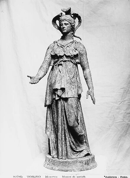 Roman bronze statue depicting the goddess Minerva, in the Museum of Antiquities in Turin