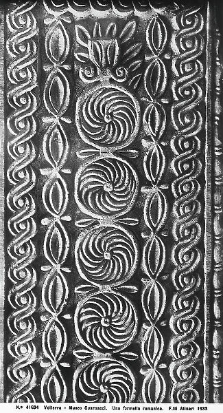 Romanic panel with geometric designs, preserved in the Guarnacci Museum in Volterra