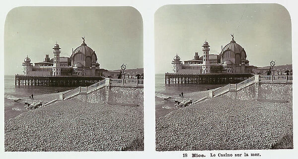 Stereoscopic photography showing the Casino on the sea in Nice