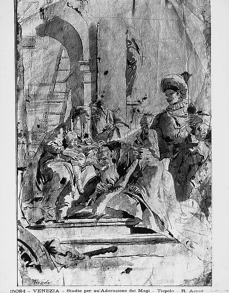 Study for an Adoration of the Magi, drawing preserved in the Galleries of the Academy, Venice