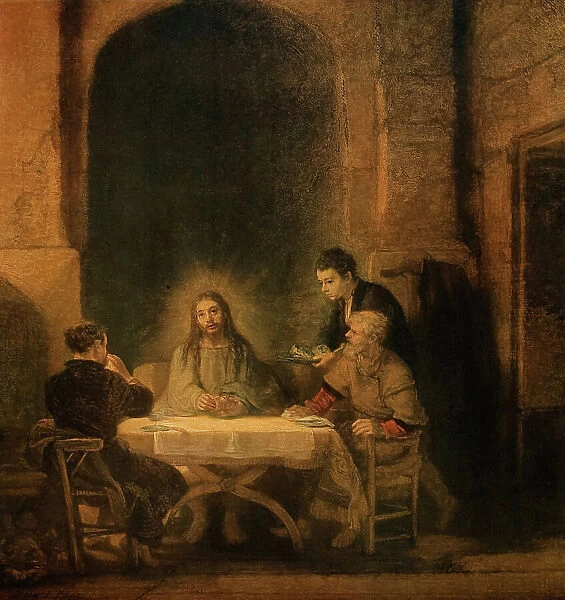 The Supper at Emmaus, oil on panel, Harmensz van Rijn Rembrandt (1606-1669), The Louvre Museum, Paris