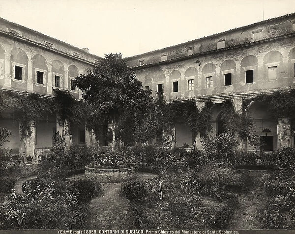 View of the first cloister of the Monastery of Santa Scolastica in Subiaco
