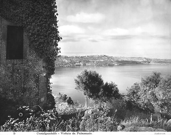 View of Lake Albano with Castel Gandolfo, from the Foresteria di Palazzolo